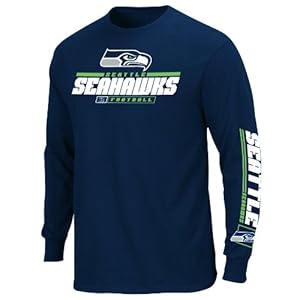 NFL Seattle Seahawks Men's Primary Receiver IV Long Sleeve Tee, Navy, XX-Large