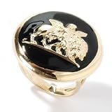 14K Gold Black Enamel Love & Courage Artform Ring by Regions of Italy