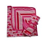 Toby Tiger(TM) (New 2008 Collection 100% Organic) Stunning Pink Elephant Print Baby Blanket (One Size) PLUS Free Thomas Book (RRP  4.99) exclusively packaged by THE BABY