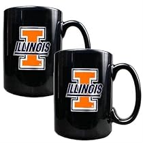 NIB Illinois Fighting Illini Ceramic Coffee Cup Mug Set