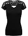 THENEWNEW Womens Short Sleeve V-Neck T-Shirt With Lace Detail (S-3XL)