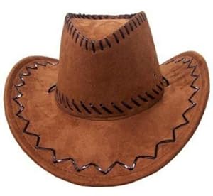 Cowboyhut Cowboy hellbraun Kunstsamt Hut Hüte Kostümzubehör 03