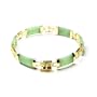 Gold Plated Sterling Silver Green Chinese Jade Six-Section Tabular Bracelet with  Tree Clasp and Stations, 7.5"