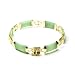 Gold Plated Sterling Silver Green Chinese Jade Six-Section Tabular Bracelet with  Tree Clasp and Stations, 7.5