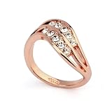 Magic Collection Rose Gold Finish Spray Design Cubic Zirconia Ring R55