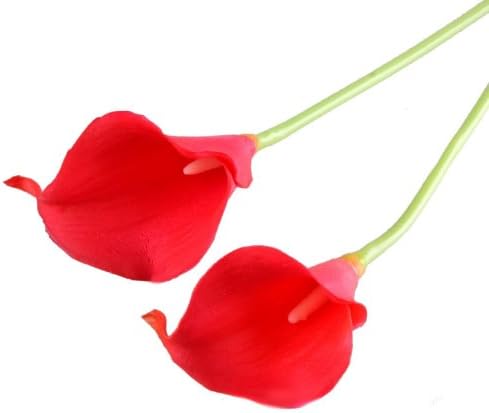 10pcs Calla Lily Bridal Wedding Bouquet head Latex Real Touch Flower Bouquets (KC54 Red)