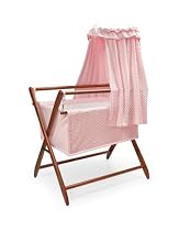 Badger Basket Company Tranquility Baby Bassinet Cherry Frame with Pink Dots Bedding