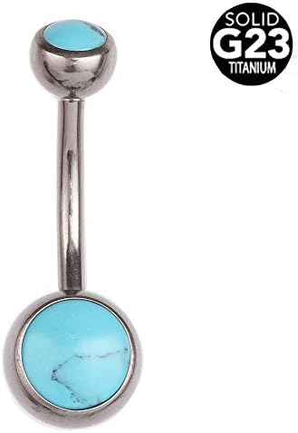 Swanjo G23 Titanium Blue Turquoise Double Ball Navel Belly Button Rings