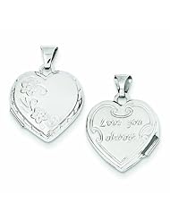Genuine 14K White Gold White Gold Polished Heart-Shaped Reversible Floral Locket 0.7 Grams Of Gold 100% Satisfaction Guaranteed.