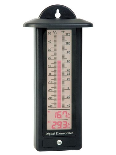 LCD Max Min Thermometer Black, Ideal For Growing Rooms, Growing Cabinets, Greenhouses