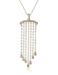 18K Yellow Gold Plated Sterling Silver Two-Tone Simulated Diamond Multi-Chain Necklace, 18+1" Extender