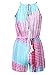 Choies Women's Light Blue Open Back Dip Dye Print Tie Waist Halter Romper Playsuit