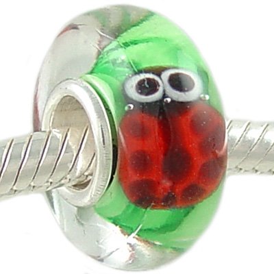 Lady Bug Murano Glass BEAD CHARM fits European Bracelet