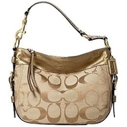Coach Signature Lurex Zoe Shoulder Bag Purse Tote 13499 Gold
