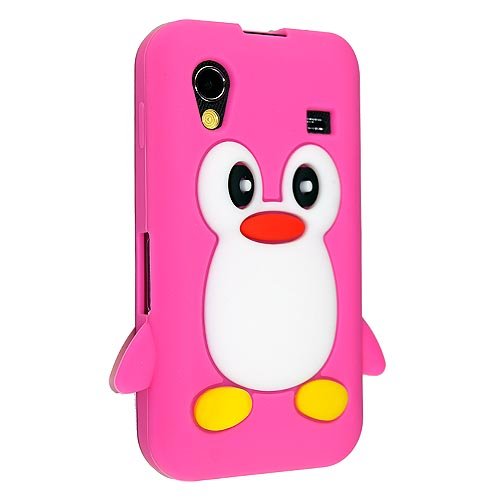 PINK COLOUR CUTE PENGUIN SILICONE PROTECTION CASE COVER FOR SAMSUNG GALAXY ACE S5830
