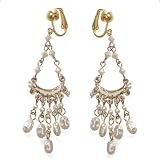 Jyoti Gold Cream Pearl drop Clip On Earrings