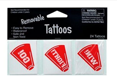 Temporary Tattoos ~ Removable Tattoos for Sports Fans Game Day Team Spirit ~ NFL, NCAA, Cheerleaders &amp; Booster Clubs. Support Your Football / Basketball Team! GO! FIGHT! WIN! (RED)