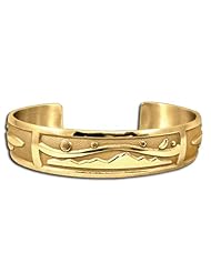 14K Yellow Gold Western Range Northern Lights Bracelet. Made in USA.