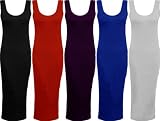 Ladies Maxi Long Plain Dress Womens