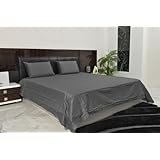 Expanded Queen Sheet Set 800 Thread Count 100% Egyptian Cotton 21 inches EXTRA DEEP POCKET Elephant Grey Solid