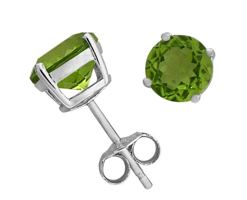 Sterling Silver 8mm Round Peridot Earrings
