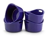 Rachael Ray Stoneware 10-Ounce Bubble and Brown Ramekins Singles, Set of 4, Blue