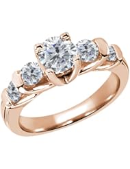1.88 Ct Round H/I and G/H Diamond 18K Rose Gold Ring