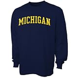 Michigan Wolverines Navy Blue Vertical Arch Long Sleeve T-shirt
