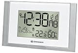 BRESSER Wetterstation WoW 200 - Design-Funkwetterstation mit blauer Hintergrundbeleuchtung und Thermo/Hygro-Au&szlig;ensender