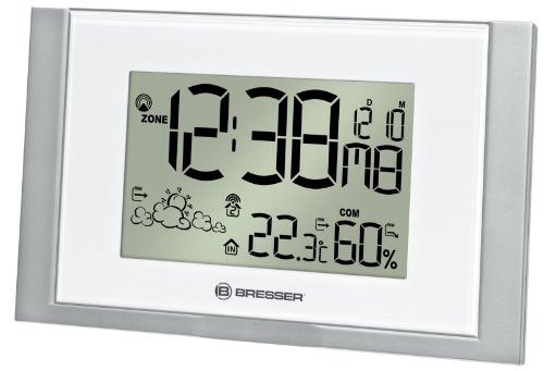 BRESSER Wetterstation WoW 200 – Design-Funkwetterstation mit blauer Hintergrundbeleuchtung und Thermo/Hygro-Außensender