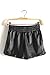 YMING Women's PU Faux Leather Elastic Waist Loose Shorts Or Skirt