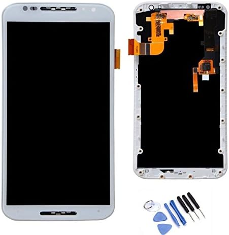 MORESUN-High Quality Full LCD Display Glass Touch Screen Digitizer Assembly with Frame Replacement Part for Motorola Moto X+1 X 2nd Gen 2014 XT1092 XT1095 XT1096 (White)