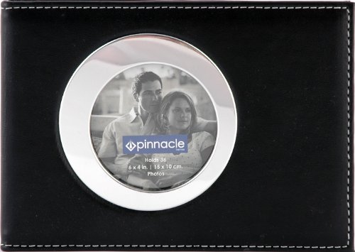 Pinnacle Frames and Accents Black Art Deco 24-Pocket Photo Album with Circular Frame Front