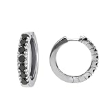 14k White or Yellow Gold Black Diamond Hoop Earrings (1 cttw)