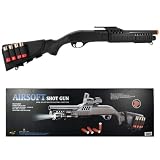 AIRSOFT M180-D1 REAL PUMP ACTION SHOTGUN WITH FULL LENTH ALUMINUM BARREL FOR MORE ACCURATE FIRING 405FPS ADJUSTABLE HOP UP AIRSOFT M180-D1 REAL PUMP ACTION SHOTGUN WITH FULL LENTH ALUMINUM BARREL FOR MORE ACCURATE FIRING 405FPS ADJUSTABLE HOP UP