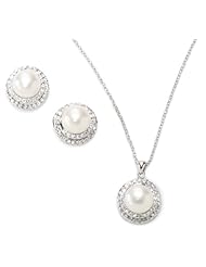 Bella Pearl Round Halo Jewelry Set