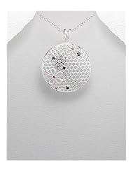 Flower CZ Pendant Necklace In 92.5 Sterling Silver