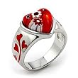 Red Millefiori Heart Ring