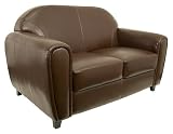 Contemporary Brown Leather Love Seat - BT-828-2-BRN-GG