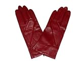 Fownes Womens Cashmere Lined Red Lambskin Leather Gloves 6.5/S