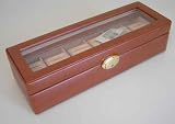 EXTRAGROSSE cognacfarbige 6er UHRENBOX mit Glas
