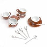 Nuova Point Cafe Demitasse Espresso Cups, Saucer & Spoon Set of 6