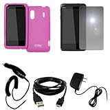 EMPIRE Hot Pink Silicone Skin Case Cover + Mirror Screen Protector + Car Ch ....