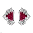 Earrings With 2.35ctw Precious Stones - Genuine Clean Diamonds and Rubies 18K White Gold. Total item weight 11.0g Length 18mm