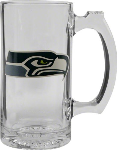 Seattle Seahawks Beer Mug: 3D Logo Glass Tankard