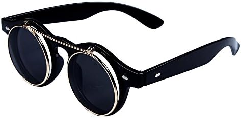 Accmart(TM) Vintage Retro Steampunk Goth Dual Layer Flip Up Round Sunglasses Goggles Black