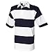 Front Row Men's Sewn Stripe Short Sleeve Rugby Sports Polo Shirt