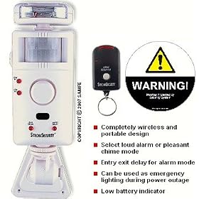 Strobe Motion Alarm & Chime w/ Remote & Warning Decal, Set of 3