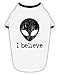 TooLoud Extraterrestrial - I Believe Distressed Cotton Dog Shirt White with Black Large
