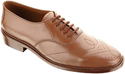 Handmade Damen Frost Paris Mens Wing Tip Oxford Leather Shoes, Hand burnished leather, Color Brown, Size US12